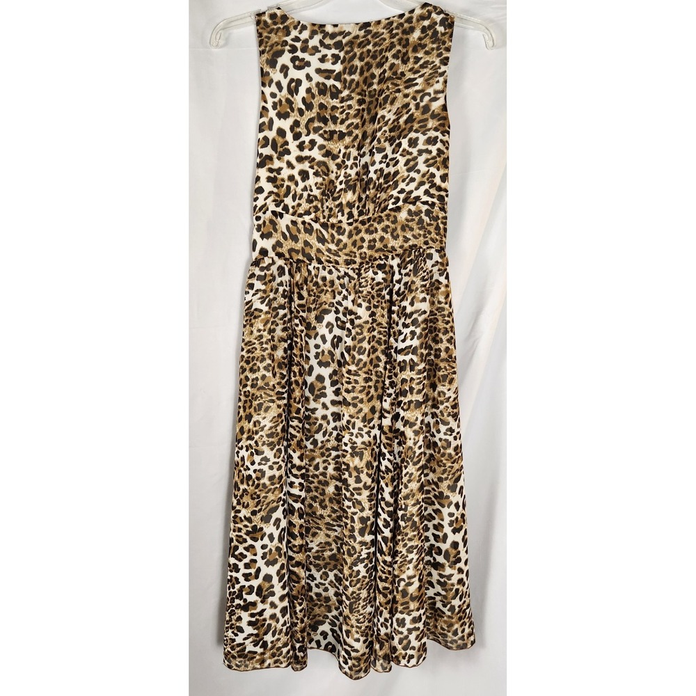 90s Together Leopard Print Sleeveless Fit-Flare Y2K/Indie/Edgy Midi Dress 10 - Picture 4 of 10